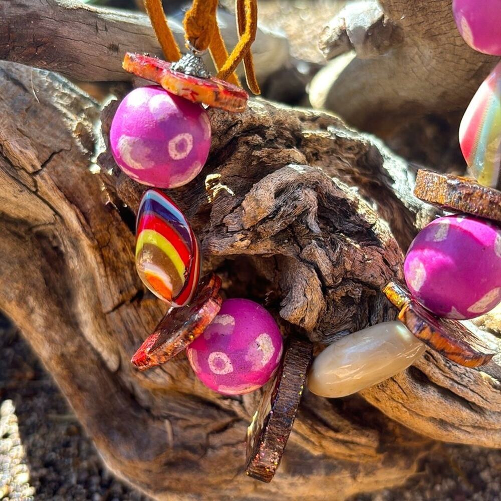 Handmade Wood Bead Leather Bracelet